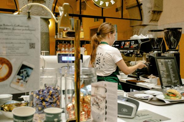 Barista working in a cafe