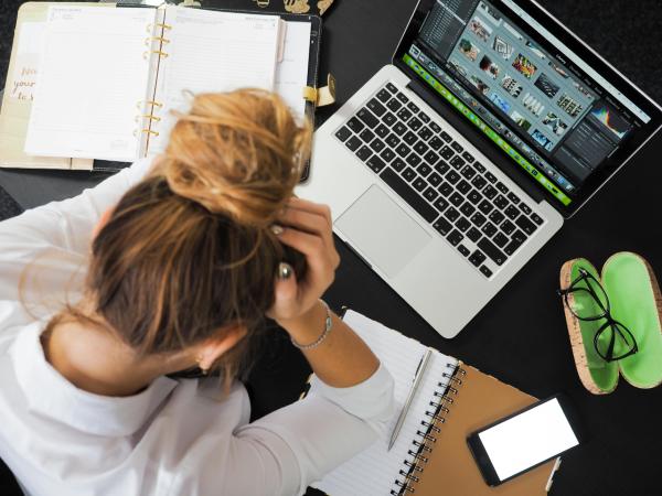 Woman depressed at work